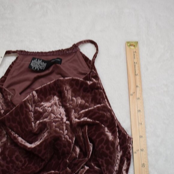NY & Co Burnout Velvet Top Sz S Draped Ruched Whimsigoth Holiday Boho Party - Picture 10 of 15
